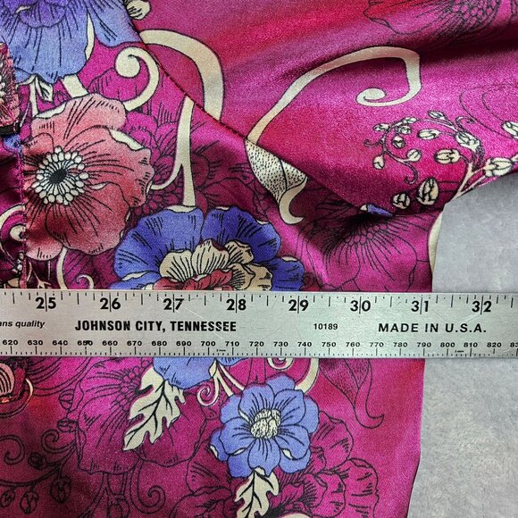 Amoureuse 2-Piece Satin Pajama Set 3X Floral Button Shirt Elastic Waist Pants - Picture 5 of 15